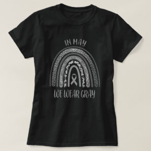 Camiseta Cancer Cérebro-Arco-Leopardo em maio Nós Vestimos