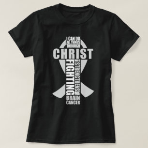Camiseta Cancer-Cérebro Cristão Eu Posso Fazer Tudo