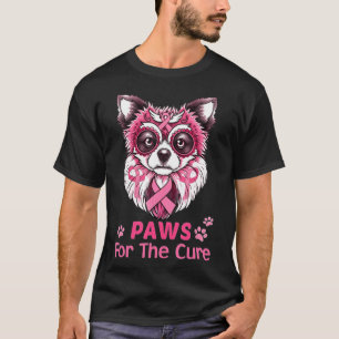 Camiseta Cancer Chihuahua Paws Para A Fita Cor-De-Rosa