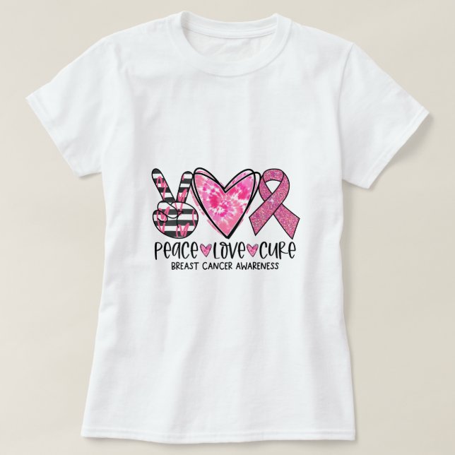 Camiseta Cancer Consciência Paz Cura de Amor (Frente do Design)
