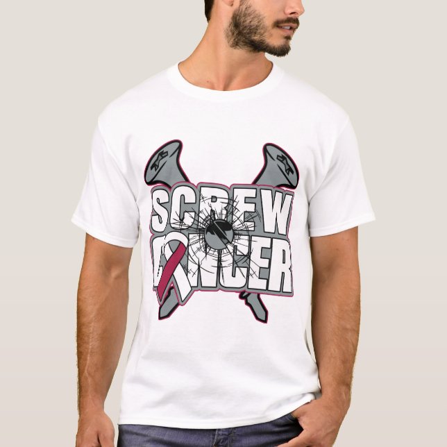 Camiseta Cancer da garganta do parafuso (Frente)