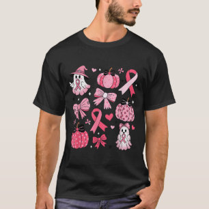 Camiseta Cancer da mama Arco de coquetes cor-de-rosa Pumpki