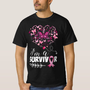 Camiseta Cancer da mama Consciência borboleta rosa Coração