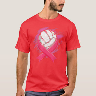 Camiseta Câncer da mama Cos de Consciência do Voleibol Rosa
