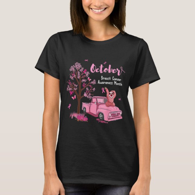 Camiseta Cancer da Mama de Carro Pumpkin Rosa (Frente)