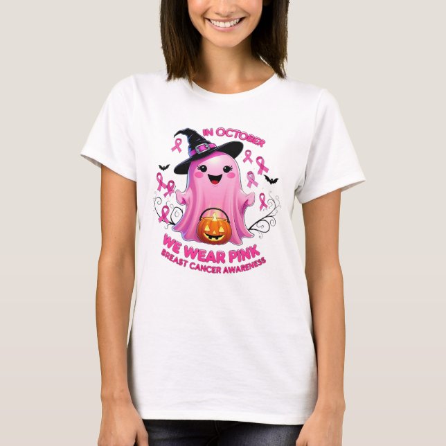 Camiseta Cancer da Mama e Halloween: Fita Fantástica (Frente)