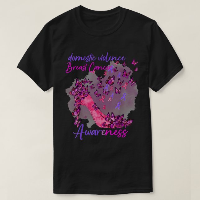 Camiseta Cancer da mama e sensibilização para a violência d (Frente do Design)