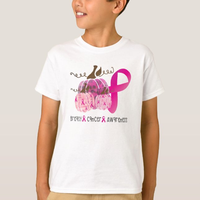 Camiseta Câncer da mama Fita Rosa Abóbora Abóbora Abóbora (Frente)