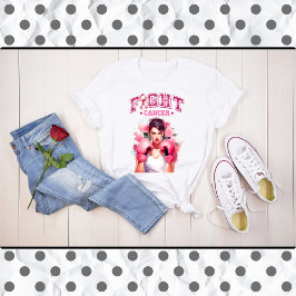 Camiseta Cancer da mama floral, rosa e Bonito