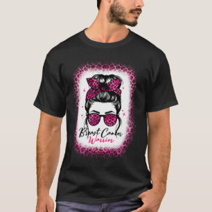 Camiseta Cancer da mama Guerreiro da Consciência Messer Bun