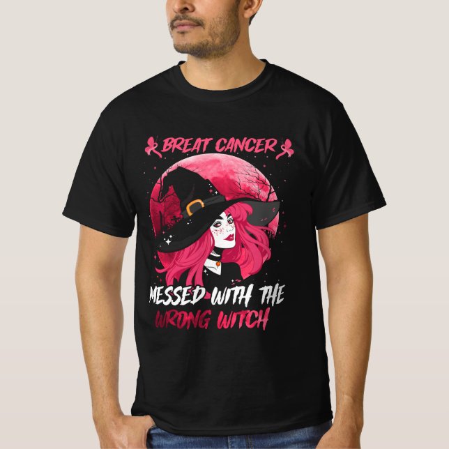 Camiseta Cancer Da Mama Mensado Com O Chapéu Errado Da Brux (Frente)