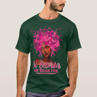 Camiseta Cancer Da Rainha Negra Em Outubro Vestimos Rosa