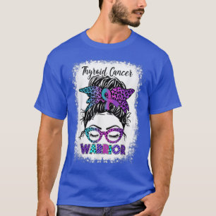 Camiseta Cancer da tireoide Guerreiro Messaging Bun Roxo, T