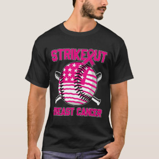 Camiseta Cancer de baseball T-S com greve de bandeira ameri