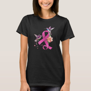 Camiseta Cancer de Briso Rosa com Flor Hummingbird