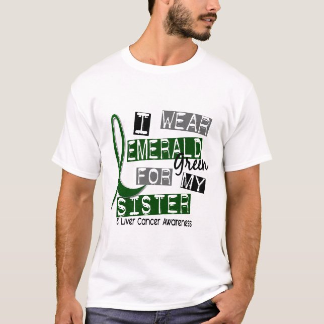 Camiseta Câncer de figado eu visto o verde esmeralda para (Frente)