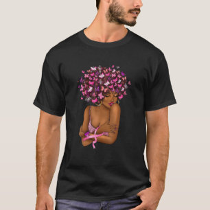 Camiseta Cancer de Fita Rosa de Fita Afro-Africana