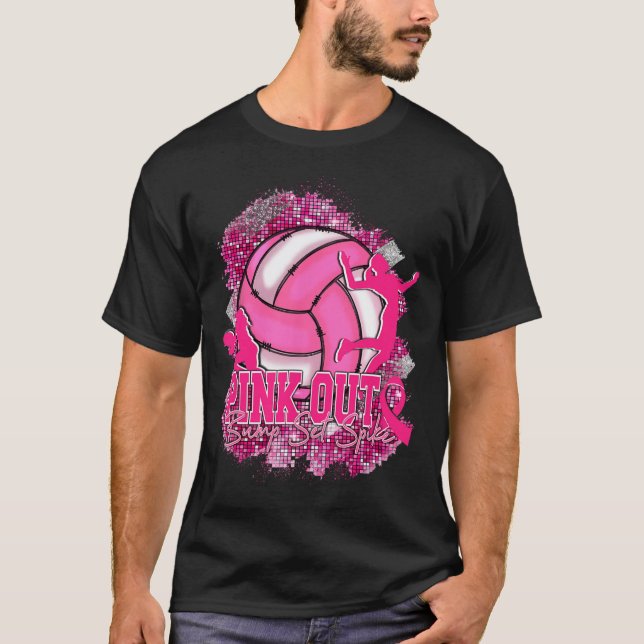 Camiseta Cancer de Fita Rosa de Fita Rosa de Volleybyll em  (Frente)