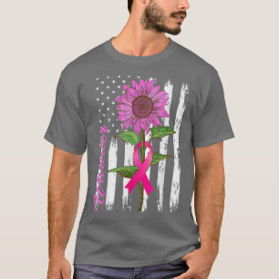 Camiseta Cancer de Fita Rosa do Guerreiro, Sunflower Americ