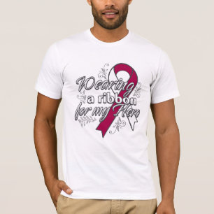 Camiseta Cancer de garganta que veste uma fita para meu