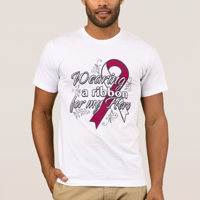 Camiseta Cancer de garganta que veste uma fita para meu (Frente)