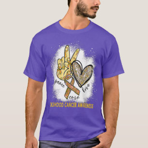 Camiseta Cancer de infância brilhante Sensibilização Paz Cu