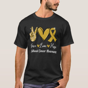 Camiseta Cancer de infância consciência paz amor Ouro esper
