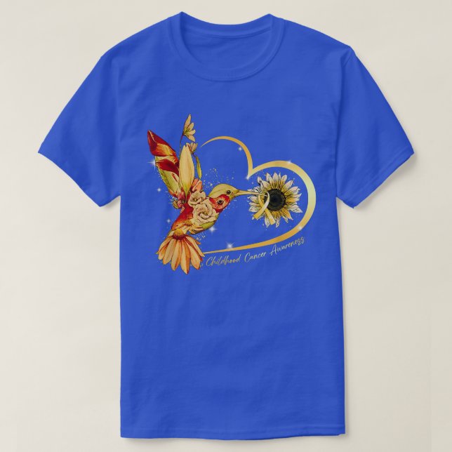 Camiseta Cancer de infância de Girassol-do-sol Dourado Fita (Frente do Design)