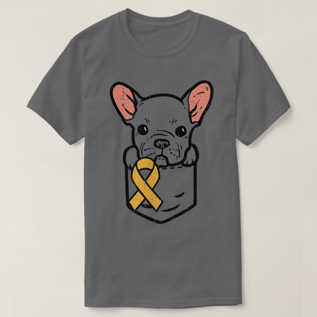 Camiseta Cancer de Infância do Bulldog Francês - Pocket Rib (Frente do Design)