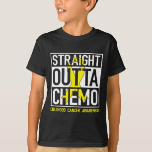 Camiseta Cancer de infância Dourada da Fita de hetero Outta