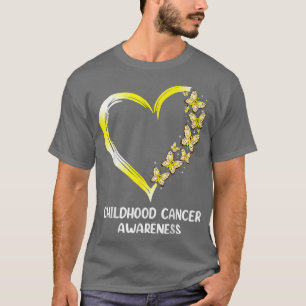 Camiseta Cancer de Infância Dourada de Fita de Coração com