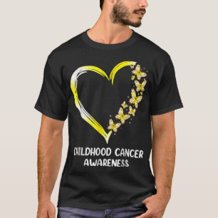 Camiseta Cancer de Infância Dourada de Fita de Coração com 
