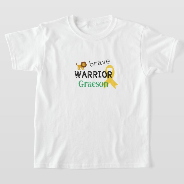 Camiseta cancer de infância.guerreiro corajoso.Crianças per (Postura )