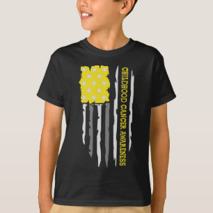 Camiseta Cancer de infância Sensibilização americana Bandei