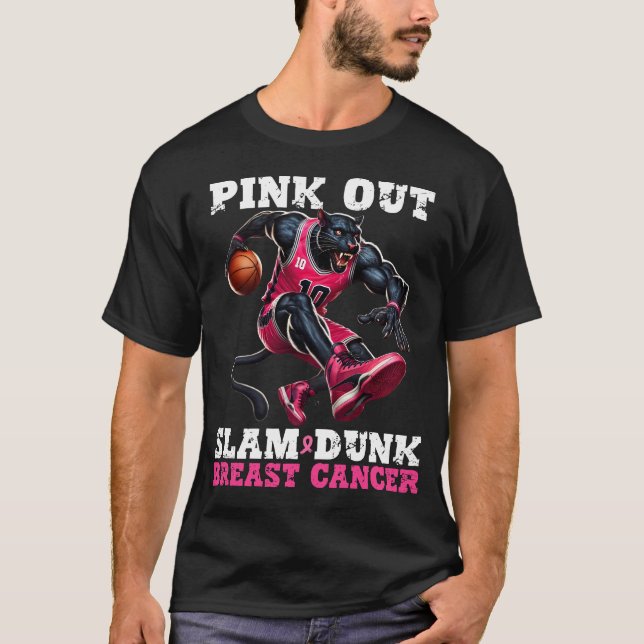 Camiseta Cancer de Mama de Slam Dunk Rosa Out,Basquete (Frente)