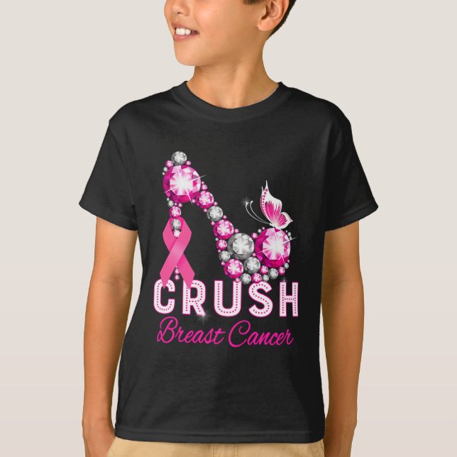 Camiseta cancer de mama do guerreiro do cancer de esmagamen (Frente)