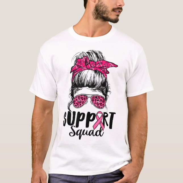 Camiseta Cancer de Mama do Guerreiro Rosa-Rosa-Cinzento-Cin (Frente)