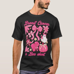 Camiseta Cancer De Mama É Folha De Boo Halloween Vibes Rosa