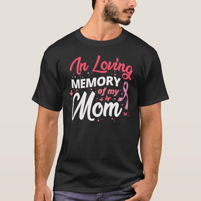 Camiseta Cancer De Mama Na Memória Adorável Da Minha Mãe Ro (Frente)
