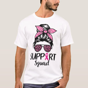 Camiseta Cancer de Mama rosa-rosa-do-leopardo-esquadrão Awa