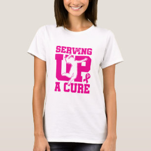 Camiseta Cancer de mama Sensibiliza voleibol servindo cura