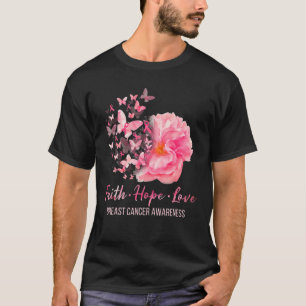 Camiseta Cancer de mama Sensibilização fé esperança amor bo