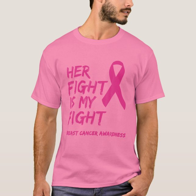 Camiseta Cancer De Mama Sua Luta É Minha Fita Rosa Fita Fit (Frente)
