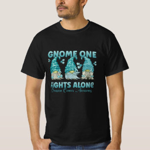 Camiseta câncer de ovário Consciência Teal Ribbon Gnomo