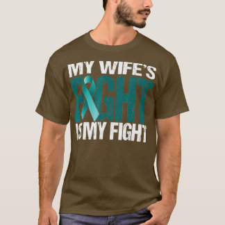 Camiseta Câncer de ovário dos Mens Minha Mulher Luta É Minh