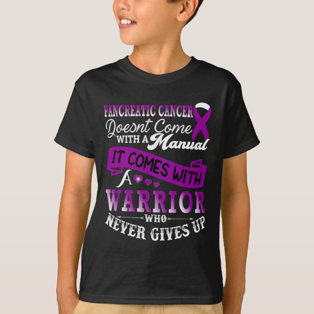 Camiseta Câncer de pâncreas Consciência e guerreiro Suporta (Frente)
