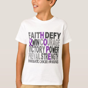 Camiseta Câncer de pâncreas da colagem da palavra da