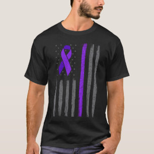 Camiseta câncer de pâncreas de bandeira americano roxo