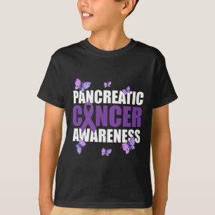 Camiseta Câncer de pâncreas de Fita Roxa da Borboleta do Gu