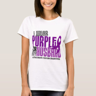 Camiseta Câncer de pâncreas eu visto o roxo para meu mari